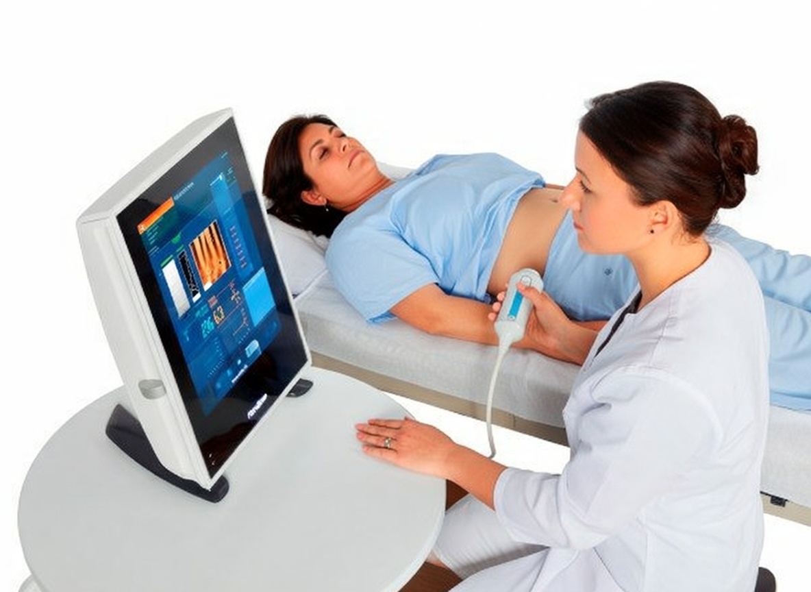 Medical professional viewing high-definition endoscopic imagery on monitor